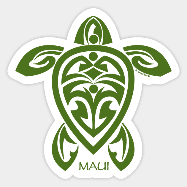 Green Tribal Turtle / Maui Sticker by srwdesign